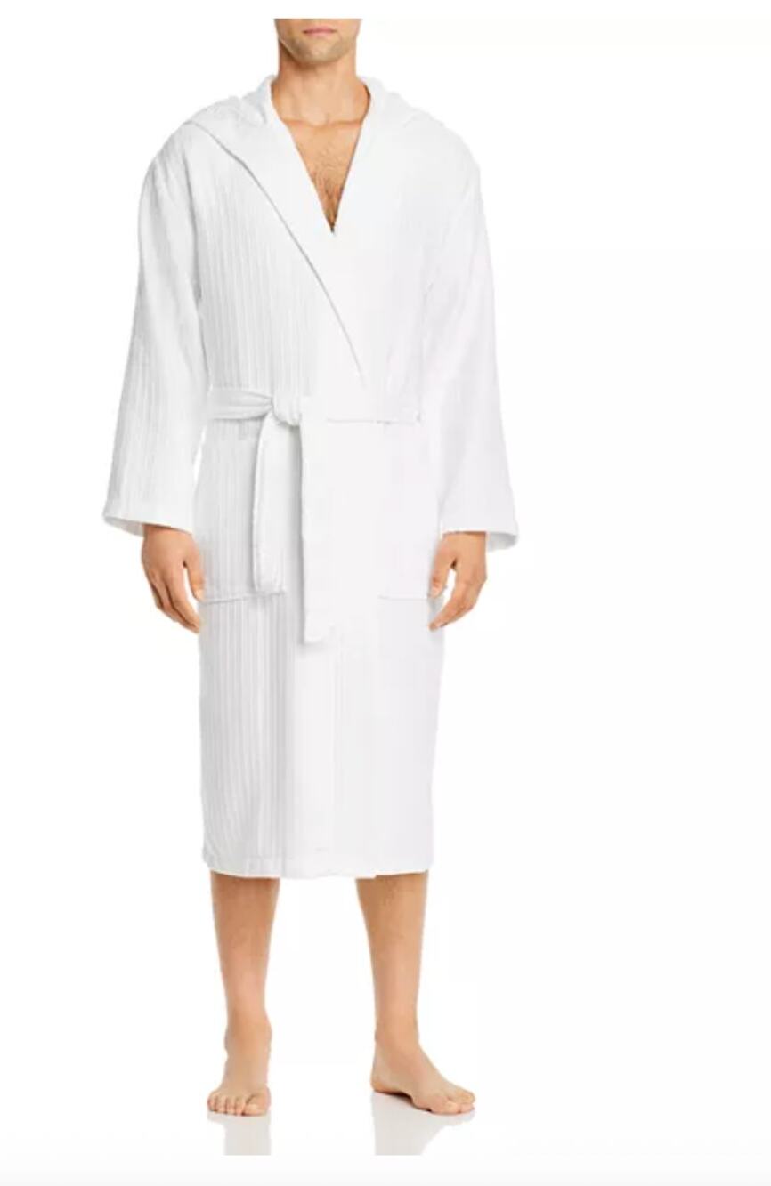 Daniel Buchler Turkish Basket-Weave Lounge Robe Medium Large White